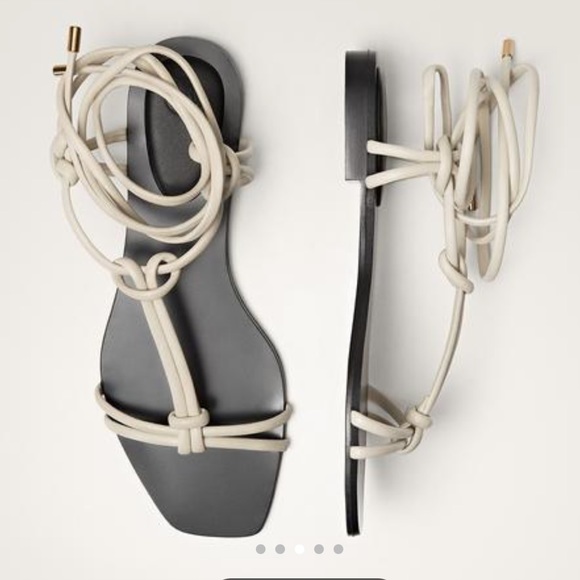 Massimo Dutti - Tie-up Flat Sandals - Picture 3 of 4